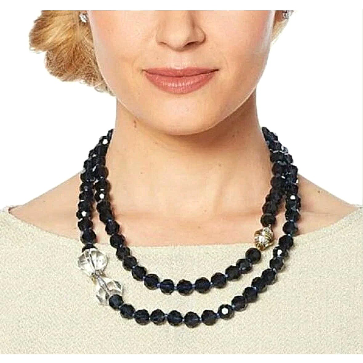 Heidi Daus Disney Goldtone Black Full Of Possibilies Convertible Beaded Necklace 49$